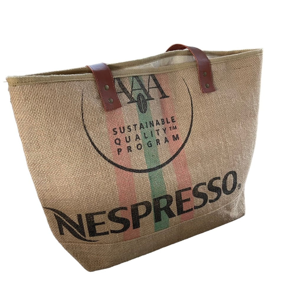 Nespresso Sustainable Bag Jute Tan Tote 10" Drop Gem